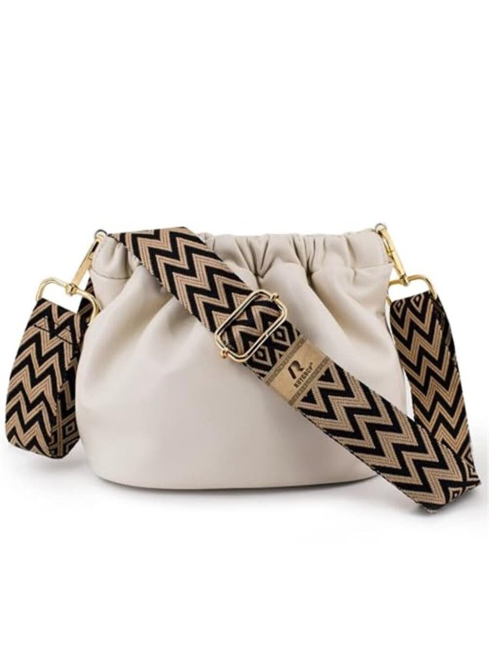 Replacement Purse Strap Black Beige Canvas Adjustable Crossbody 1.5" Wide
